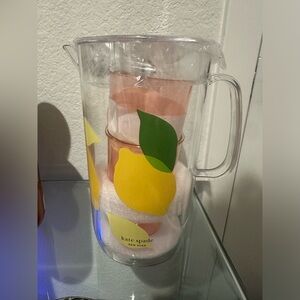 Kate Spade Lemonade Drink Pitcher w/cups
